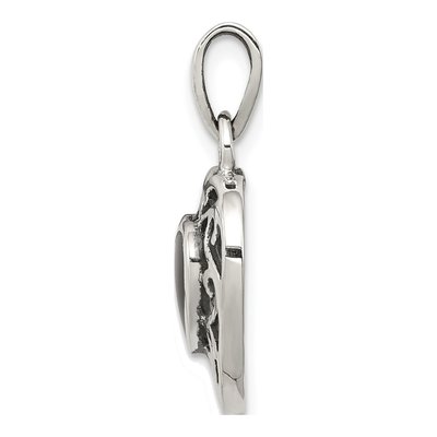 Sterling Silver Onyx Filigree Heart Pendant – view 3