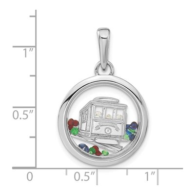 Sterling Silver Cable Car Floating Glass Pendant – view 3