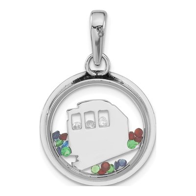 Sterling Silver Cable Car Floating Glass Pendant – view 4