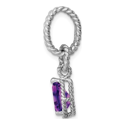 Sterling Silver Amethyst Pear Twisted Pendant – view 3