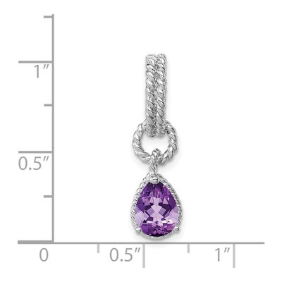 Sterling Silver Amethyst Pear Twisted Pendant – view 4
