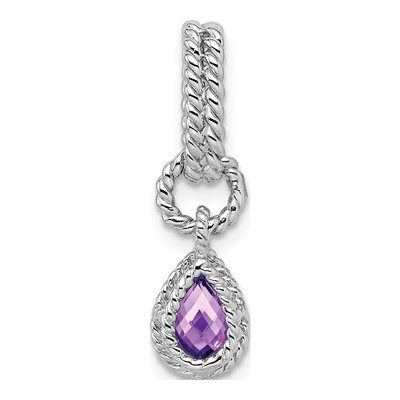 Sterling Silver Amethyst Pear Twisted Pendant – view 5