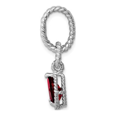 Sterling Silver Garnet Pear Twisted Pendant – view 3