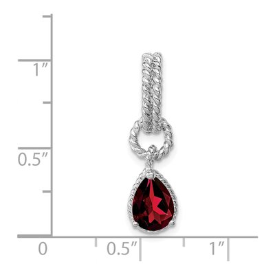 Sterling Silver Garnet Pear Twisted Pendant – view 4