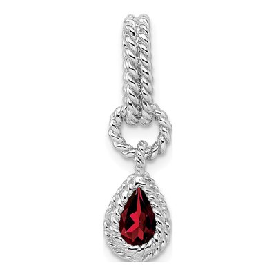Sterling Silver Garnet Pear Twisted Pendant – view 5