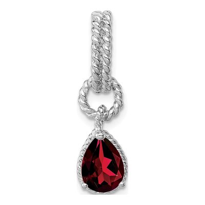 Sterling Silver Garnet Pear Twisted Pendant