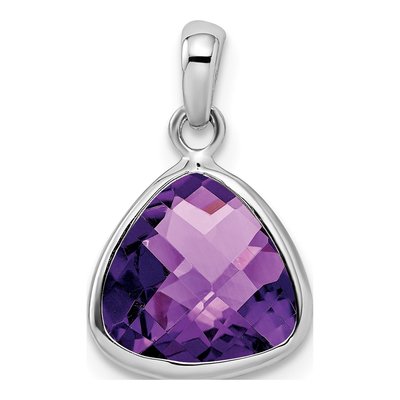 Sterling Silver Amethyst Trillion Pendant – view 4
