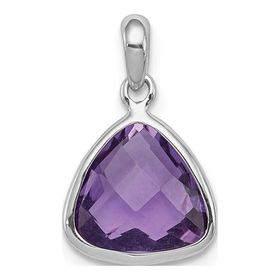 Sterling Silver Amethyst Trillion Pendant