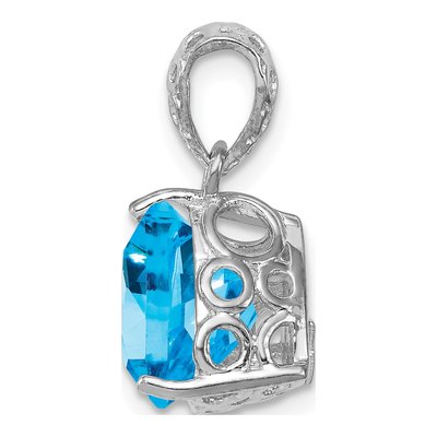 Sterling Silver Swiss Blue Topaz Trillion Pendant – view 3