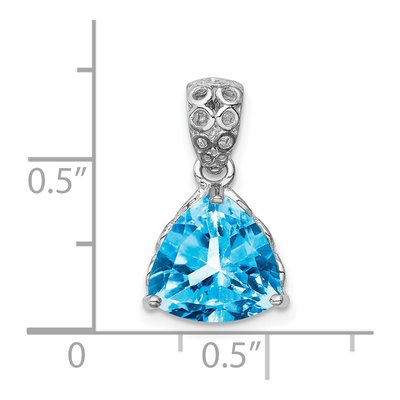 Sterling Silver Swiss Blue Topaz Trillion Pendant – view 4