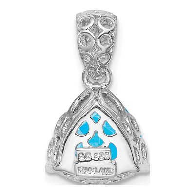 Sterling Silver Swiss Blue Topaz Trillion Pendant – view 5
