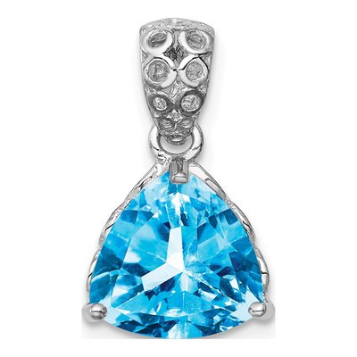 Sterling Silver Swiss Blue Topaz Trillion Pendant