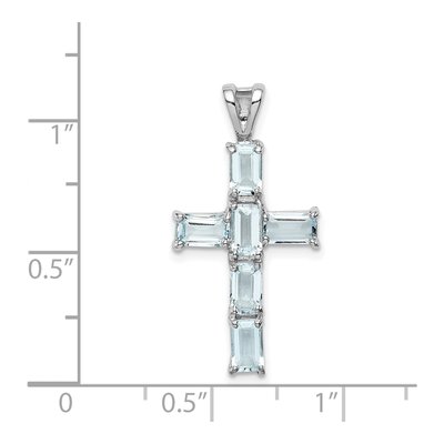 Sterling Silver Aquamarine Cross Pendant – view 4