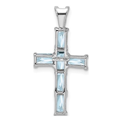 Sterling Silver Aquamarine Cross Pendant – view 5