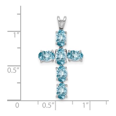 Sterling Silver Swiss Blue Topaz Cross Pendant – view 4