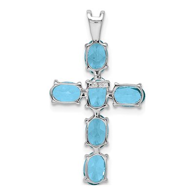 Sterling Silver Swiss Blue Topaz Cross Pendant – view 5