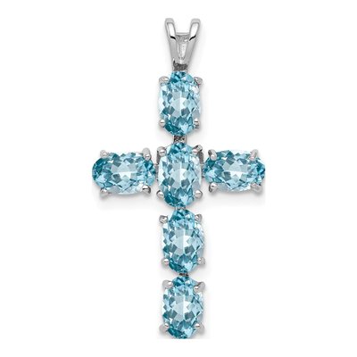 Sterling Silver Swiss Blue Topaz Cross Pendant