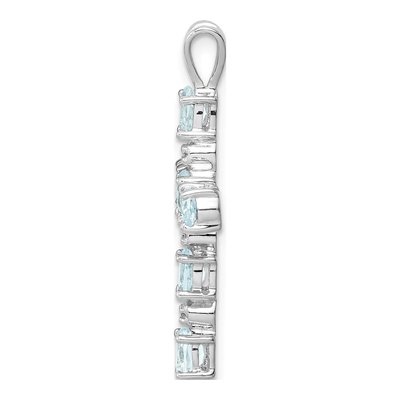 Sterling Silver Aquamarine & Diamond Cross Pendant – view 3