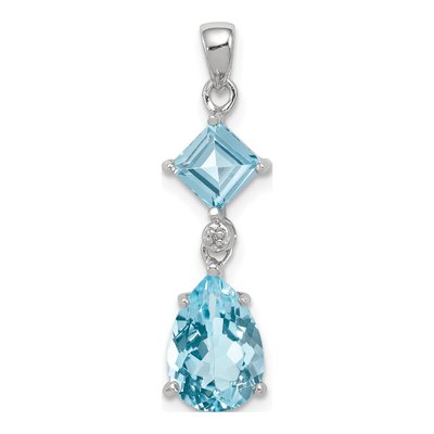 Sterling Silver Sky Blue Topaz & Diamond Pendant