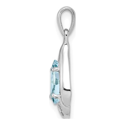 Sterling Silver Aquamarine & Diamond Pendant – view 3