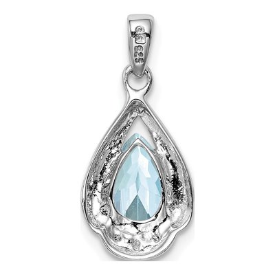 Sterling Silver Aquamarine & Diamond Pendant – view 5