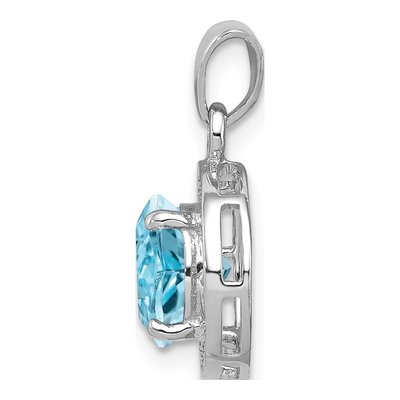 Sterling Silver Swiss Blue Topaz & Diamond BT Pendant – view 3