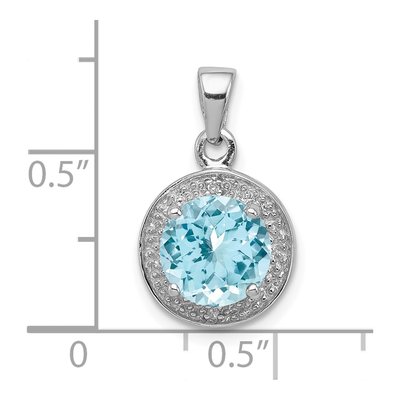 Sterling Silver Swiss Blue Topaz & Diamond BT Pendant – view 4