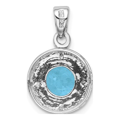 Sterling Silver Swiss Blue Topaz & Diamond BT Pendant – view 5