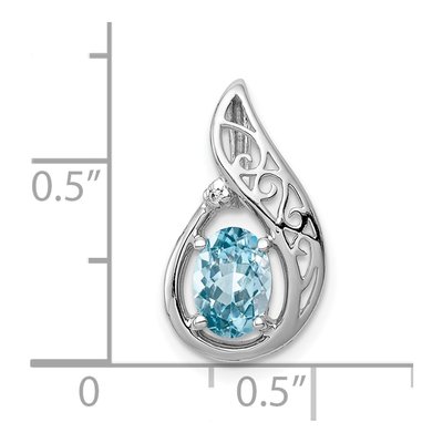 Sterling Silver Swiss Blue Topaz & Diamond Pendant – view 4