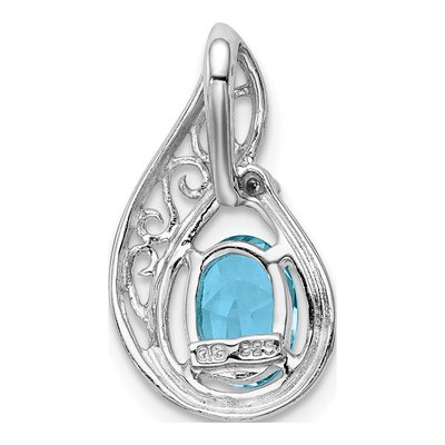 Sterling Silver Swiss Blue Topaz & Diamond Pendant – view 5