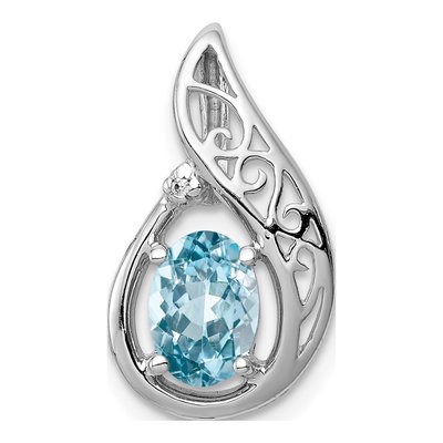 Sterling Silver Swiss Blue Topaz & Diamond Pendant