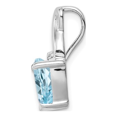 Sterling Silver Blue Topaz Heart Pendant with Diamond – view 3