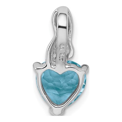 Sterling Silver Blue Topaz Heart Pendant with Diamond – view 4