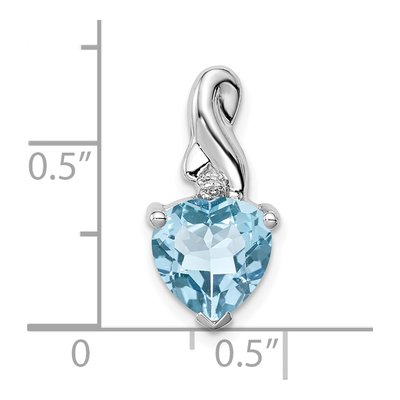 Sterling Silver Blue Topaz Heart Pendant with Diamond – view 5