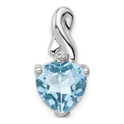 Sterling Silver Swiss Blue Topaz & Diamond Heart Pendant