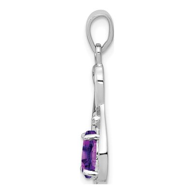Sterling Silver Amethyst & Diamond Teardrop Pendant – view 3