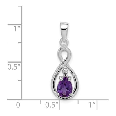Sterling Silver Amethyst & Diamond Teardrop Pendant – view 4