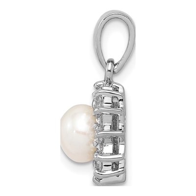 Sterling Silver Freshwater Cultured Pearl & CZ Pendant – view 3