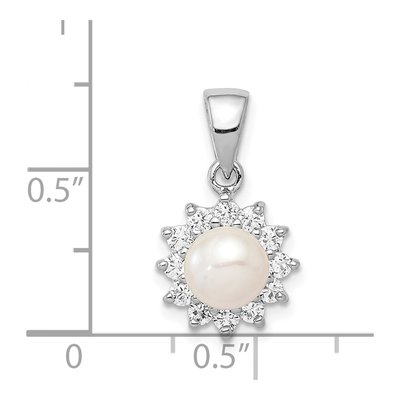 Sterling Silver Freshwater Cultured Pearl & CZ Pendant – view 4