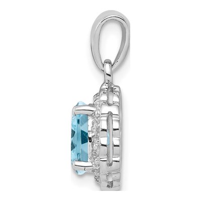 Sterling Silver Sky Blue Topaz & Diamond Oval Pendant – view 3