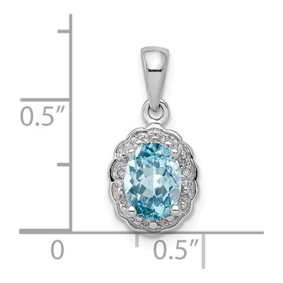 Sterling Silver Sky Blue Topaz & Diamond Oval Pendant – view 4