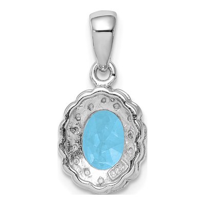 Sterling Silver Sky Blue Topaz & Diamond Oval Pendant – view 5
