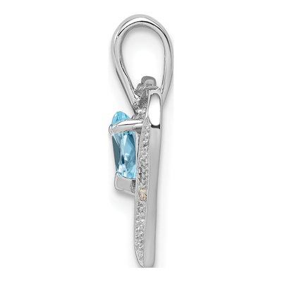 Sterling Silver Sky Blue Topaz & Diamond Heart Pendant – view 3