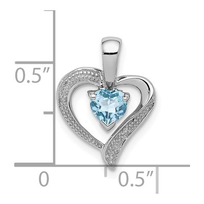 Sterling Silver Sky Blue Topaz & Diamond Heart Pendant – view 4
