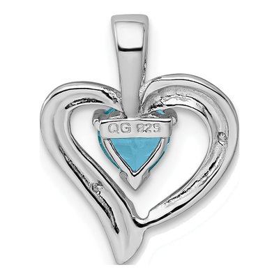 Sterling Silver Sky Blue Topaz & Diamond Heart Pendant – view 5