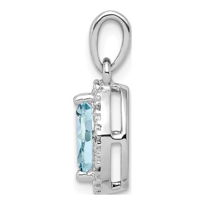 Sterling Silver Aquamarine & Diamond Pendant – view 3