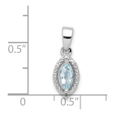 Sterling Silver Aquamarine & Diamond Pendant – view 4