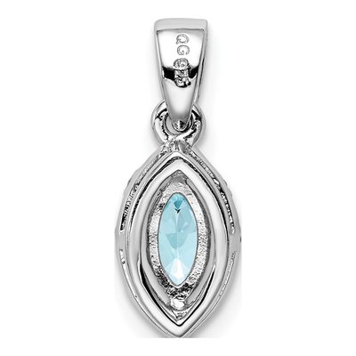 Sterling Silver Aquamarine & Diamond Pendant – view 5