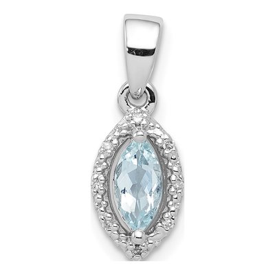 Sterling Silver Aquamarine & Diamond Pendant