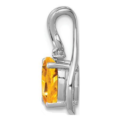 Sterling Silver Citrine & Diamond Oval Pendant – view 3